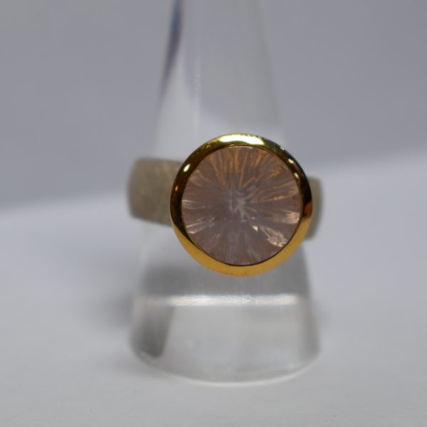 Gold Plated Silver Ring with Rose Quartz