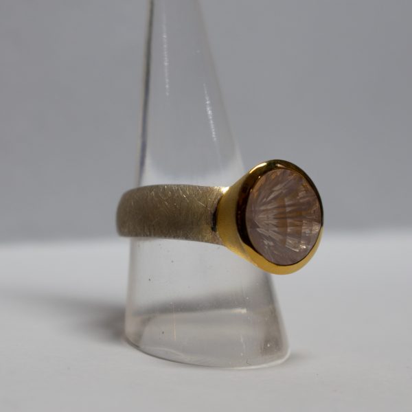 Gold Plated Silver Ring with Rose Quartz - Image 3