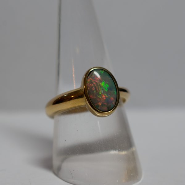 Gold Ring with Black Opal