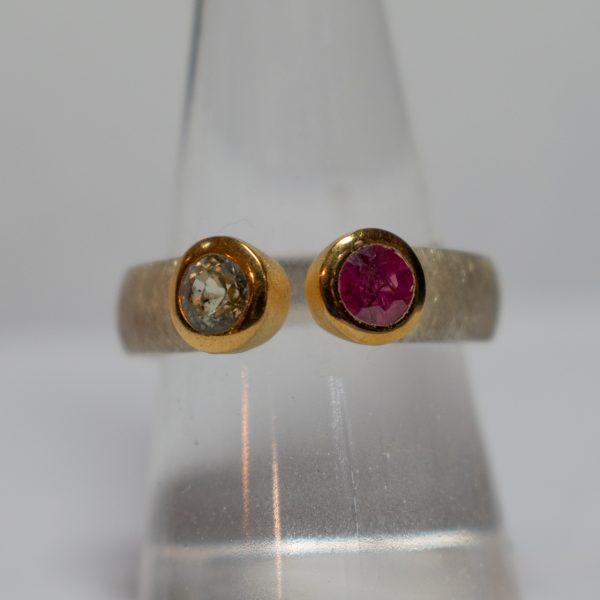 Gold Plated Silver Ring with Multicolor Sapphire