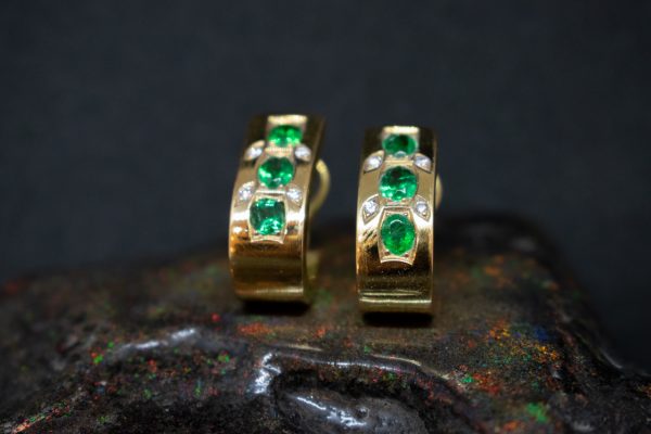 Emerald, Brilliant and Gold Earrings - Image 2