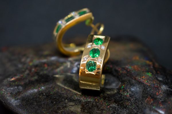 Emerald, Brilliant and Gold Earrings
