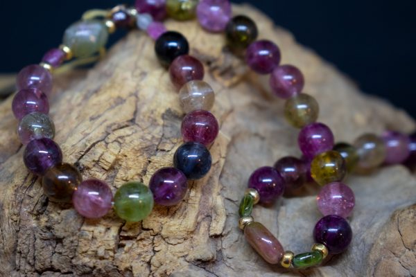 Tourmaline and Gold Pearl Chain