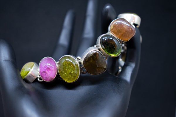 terling Silver Bracelet with Tourmalines
