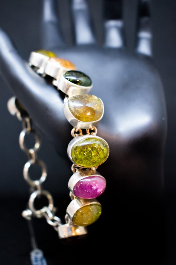 terling Silver Bracelet with Tourmalines - Image 2