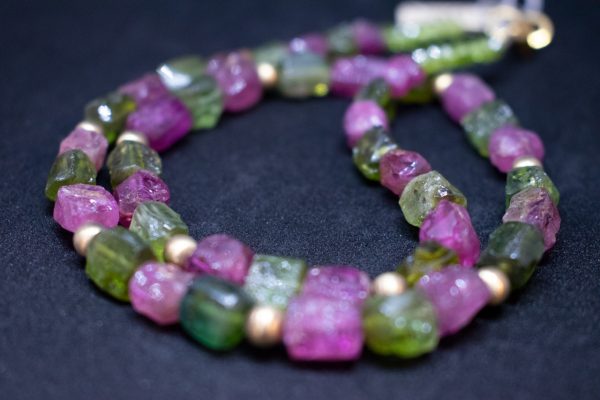 Tourmaline chain with Olivine and gold - Image 2